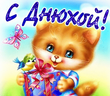 День рождения С Днюхой! Симпатичная открытка с рыжим котенком смайлы