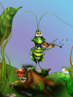 Животные Кузнечик играет на скрипке смайлы