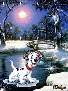 Животные Симпатичный пес и падающий снег смайлы