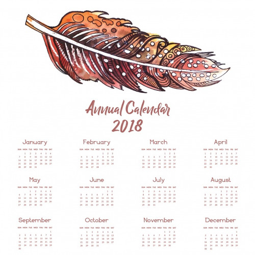 Новый год Календарь 2018 года с перышком смайлы