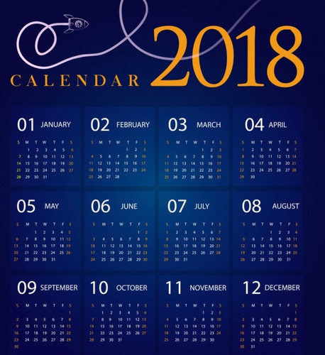 Новый год Календарь 2018 год. Синий, с ракетой смайлы