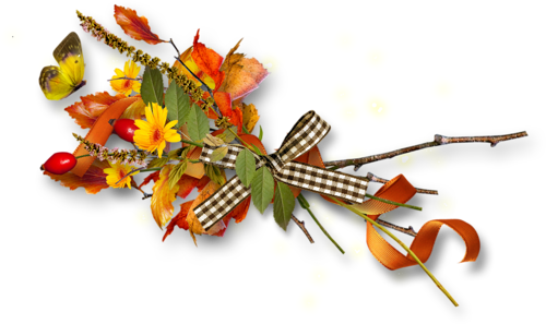 Осень Разделитель - букет и бабочка смайлы