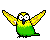 Птицы Желто-зеленый попугай расправил крылья смайлы