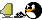 Птицы Пингвин работает на компьютере смайлы