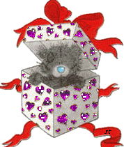 Валентинки Подарок-медвежонок в коробке смайлы