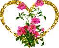 Валентинки Сердечко с цветами смайлы