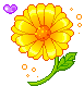 Цветы Желтый цветок с сердечками смайлы