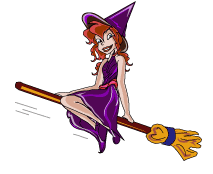 Хэллоуин Ведьма на метле смайлы