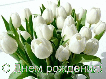 День рождения С Днем рождения! Белые тюльпаны букет смайлы