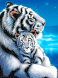Животные Белая тигрица с малышом смайлы