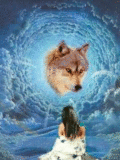 Животные Волк и девочка визави смайлы