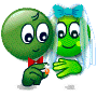 Зеленые Жених  и невеста. Кольцо смайлы