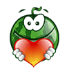 Зеленые Арбуз с сердечком смайлы