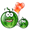 Зеленые Пара с шариками - сердечками. Арбузики смайлы