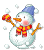 Зима Снеговик в полосатом шарфе смайлы