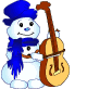 Зима Снеговик с гитарой смайлы