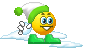 Зима Смайлик играет в снежки смайлы