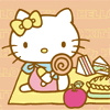 Китти Hello kitty ест леденец сидя на коврике смайлы