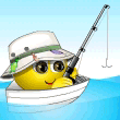 Лето Рыбачить с лодки - радость для смайлика смайлы