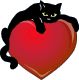 Любовь Черный кот на сердце смайлы