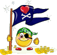 Любовь Пират с сердцем на флаге смайлы