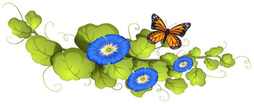 Насекомые Бабочка над голубыми цветами. Украшение текста презентации смайлы