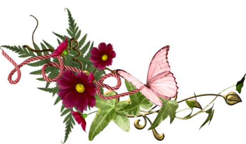 Насекомые Бабочка розовая на бордовых цветах. Декор смайлы