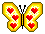 Насекомые Бабочка с сердечками желтая смайлы