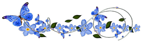Насекомые Бабочки над голубыми цветами. Декор смайлы