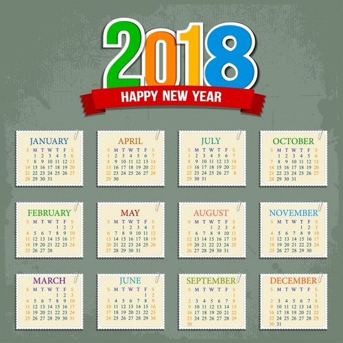Новый год Календарь 2018 год. Счастливого Нового года смайлы