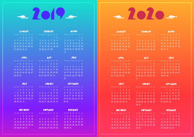 Новый год Календарь на  2019 и 2020 годы смайлы