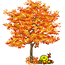 Осень Смайлик под деревом с желтыми листьями смайлы