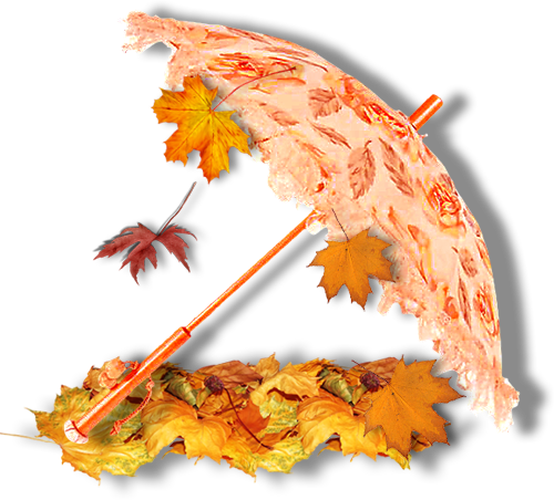 Осень Зонтик и осенняя листва смайлы