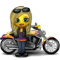 Отдых Девушка на крутом мотоцикле байке смайлы