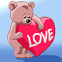 Валентинки Медвежонок с сердечком с надписью любовь смайлы