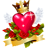 Валентинки Сердце, корона и розы смайлы