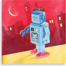 Роботы Робот идет по городу смайлы