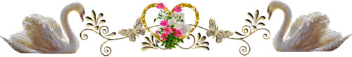 Свадьба Украшение текста. Лебеди и сердечко с цветами смайлы