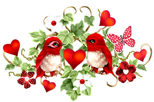 Сердца Разделитель - влюбленные птички смайлы