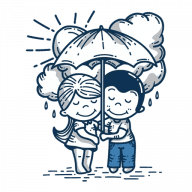 Телефон Мальчик и девочка счастливые под зонтом смайлы
