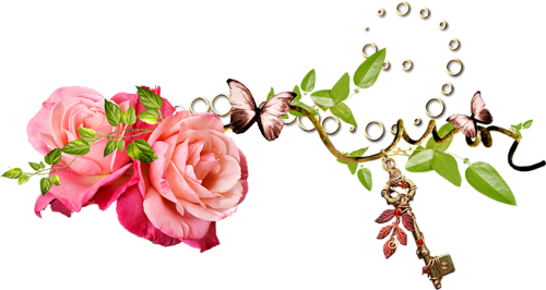 Цветы Украшение для текстов. Розы с бабочкой и ключом смайлы