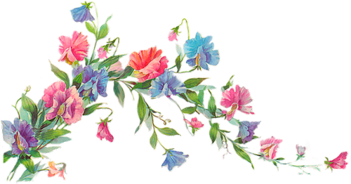 Цветы Украшение для текстов. Розовые и голубые цветы смайлы